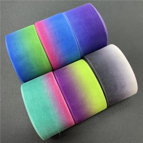5Yards 25mm 38mm Organza Ribbon Printing Rainbow Ribbon For Bow Hair Wedding Christmas Decoration Lace Crafts DIY Gift Package