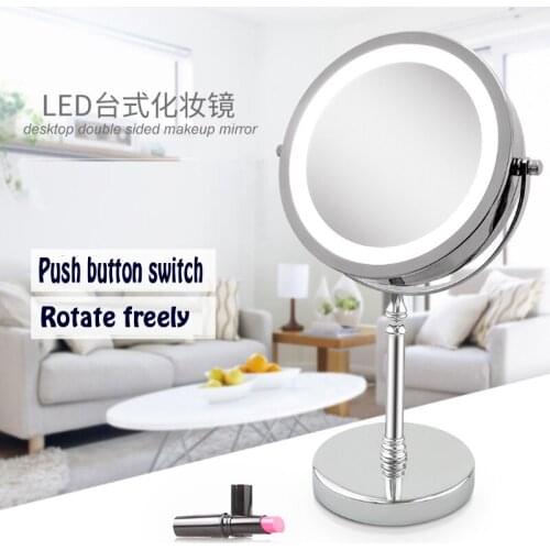 5X 10X Magnifying Makeup Mirror With Light LED Cosmetic Mirrors Round Shape Desktop Vanity Mirror Double Sided Backlit Mirrors