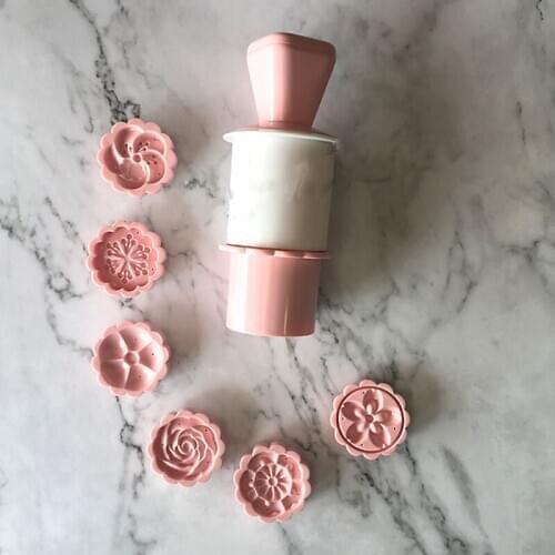 6 Style Flower Shaped Moon cake Mold Hand Pressure Fondant Moon Cake Decorating Tools green bean cake Cookie Pastry Baking Tool