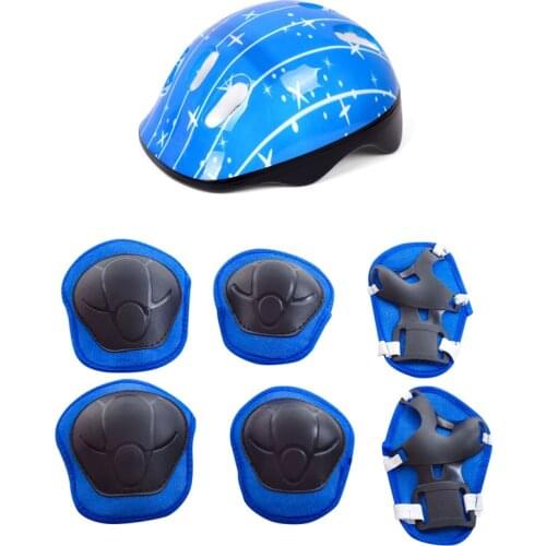 7Pcs/Set Kid Roller Skating Skateboard Adjustable Elbow Knee Pads Wrist Protective Outdoor Sports Safety Guard Helmet Children