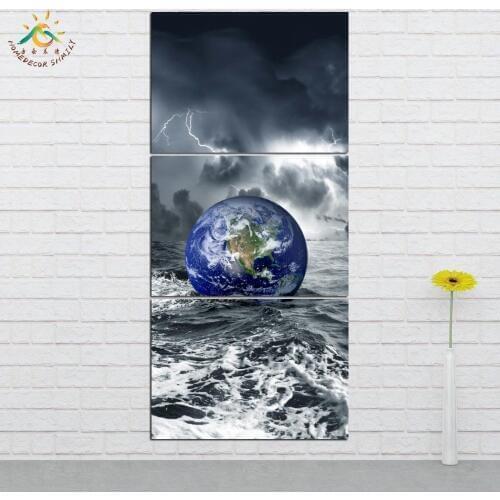 Abstract Earth on Water Picture And Poster Canvas Painting Modern Wall Art Print Pop Art Home Decor Wall Pictures 3 PIECES