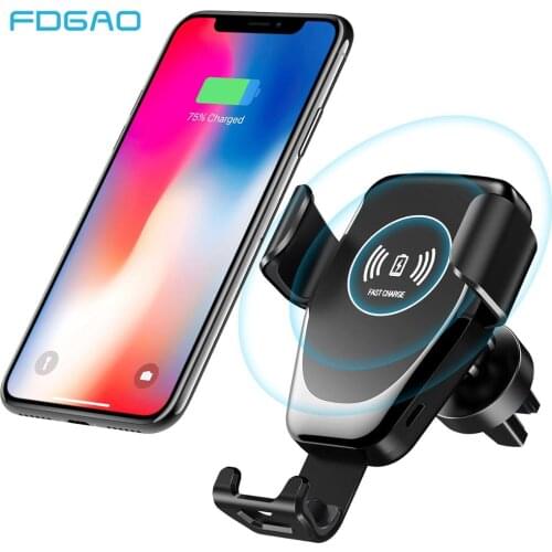 Fdgao Car Mount Qi Wireless Charger For iPhone 11 Pro XS Max X XR 8 10W Fast Charging Car Phone Holder Stand For Samsung S10 S9