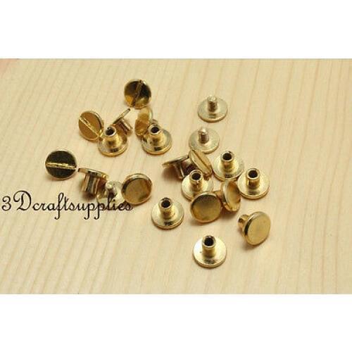 Chicago screw for belt bag purse 9 mm x 6 mm golden screws rivets Concho screw 20 pieces H4
