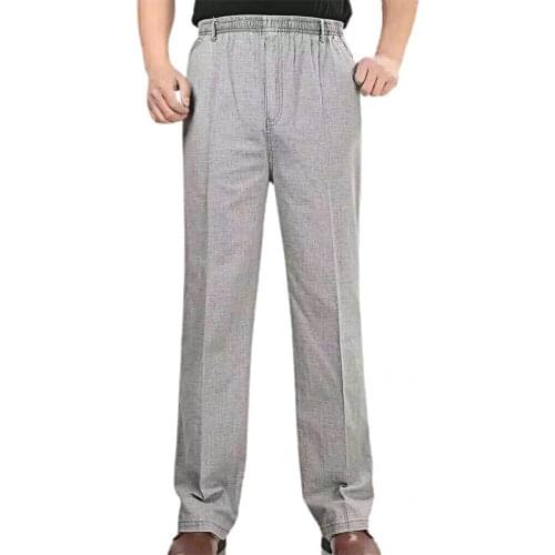 Breathable Simple Deep Crotch Loose Men Pants Quick Drying Casual Pants Elastic Waist for Home