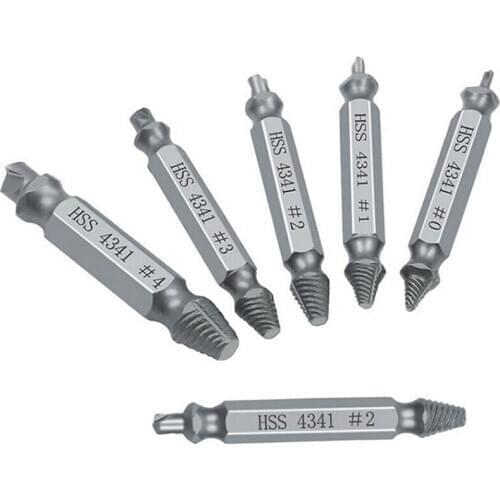 6Pcs Double Side Drill Bit Damaged Screw Extractor Step Drill Bit Guide Set Broken Damaged Drill Remover Screw Extractor