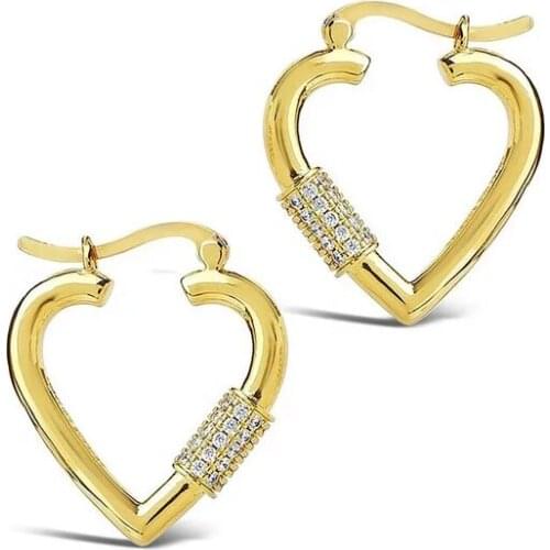 Classic Simple Fashion Jewelry Wholesale Micro Pave 5A cubic Zirconia CZ Heart Hoop Earring