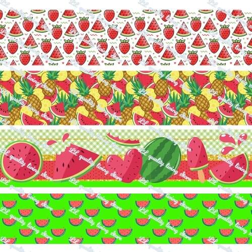 16-75mm Cartoon Watermelon Printed Grosgrain Ribbon/16mm Printed Elastic Foe Ribbons DIY Hair Bows Sewing Webbing 50 Yards