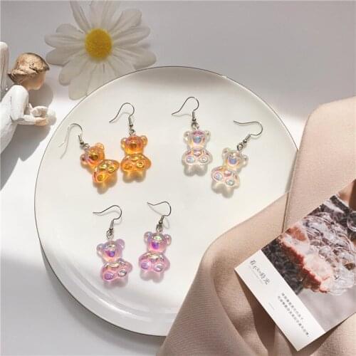 Cute Rainbow Little Bear Drop Earrings Kids Individual Simple Cartoon Korean Earrings