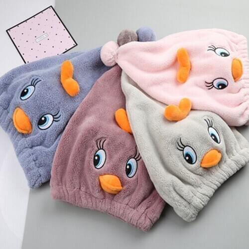 Cartoon Dry Hair Hat Non-slip Yarn Towel Shower Cap Coral Fleece Durable Absorbent Quick-drying Hair Towel For Home Bathing Tool