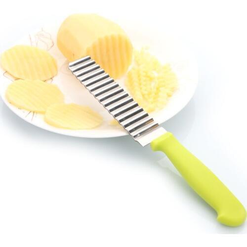 Stainless Steel Potato Dough Waves Crinkle Cutter Slicer Home Kitchen Vegetable Chip Blade Knife Potato Shredders Slicers