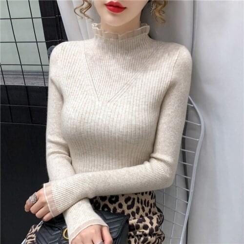 New half high neck sweater bottomed shirt womens inner long sleeve top foreign style explosion middle neck knitting