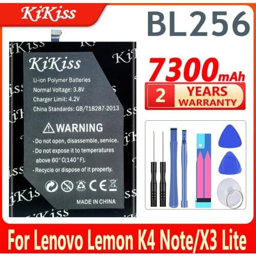 Original KiKiss 7300mAh BL256 Cell Phone Battery For Lenovo Lemon K4 Note K4note A7010 / X3 Lite K51c78 Battery