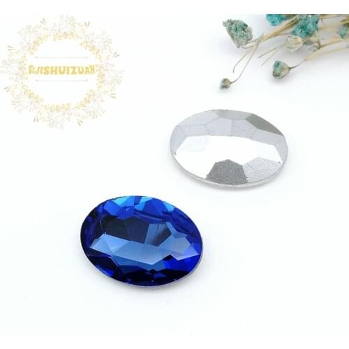 Light Sapphire Oval shape Glass Crystal sew on pointback rhinestones Diy wedding dress Mobile Accessories Free shipping