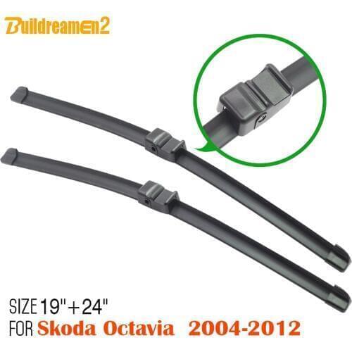Buildreamen2 1Pair Bracketless Auto Soft Rubber Wiper Blades Wiper Blade Windscreen Windshield For 2004-2012 Skoda Octavia