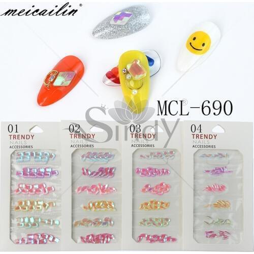 Mixed Color 60pcs Droplet Square Diamond Crystal Flat-back Glass Nail Rhinestones Set 3D Charm Gems DIY Manicure Art Decorations