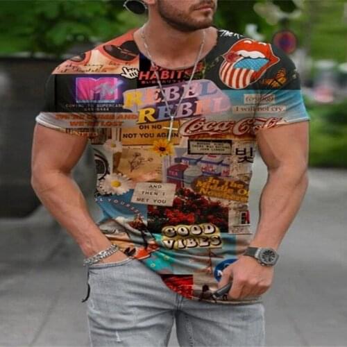 Vintage Skulls Print Short Sleeve T-Shirt Men Casual Summer O-Neck Tee Shirts New Fashion Harajuku Mens Clothes 2021 Male Tops