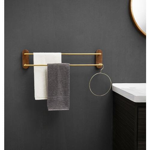 Brushed Gold Aluminum Bathroom Towel Rack Wall-Mounted Single/Double Towel Hanger Towel Bar Bathroom Accessories