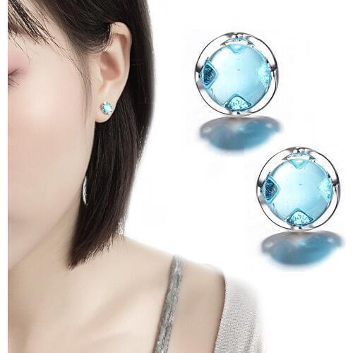 WYJZY Exquisite crystal foam stud earrings ladies fine jewelry travel dress up party delicate earrings lover surprise gift