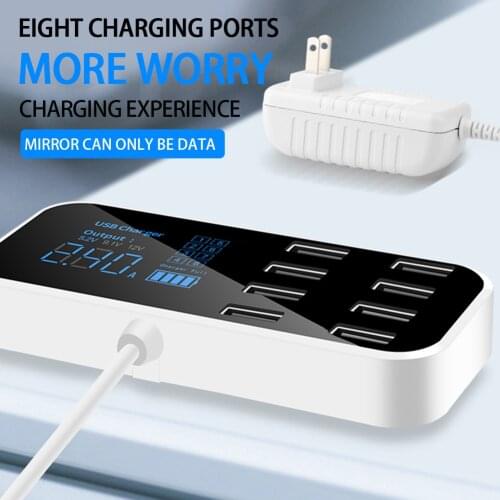 8 Port USB Charger HUB LED Display Multi USB 2.4A QC3.0 Charging Station For Office Home Party Mobile Phone Desktop Wall Plug