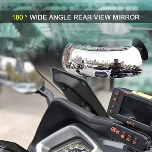180° Motorcycle Safety Mirror Wide-angle Self-adhesive Half Rear Mirror Panoramic Rearview Mirror for Motor HA