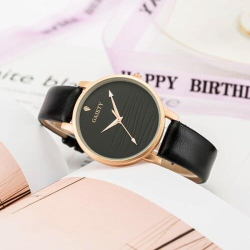 Reloj Mujer Oro Rosa Women Quartz Watch Fashion Luxury Diamond Gold Water Ripple Dial Leather Strap Evening Dress Pour Femmes