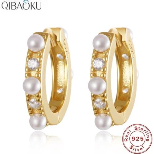 Hot Sale 925 Sterling Silver Earring Gold Color Small Circle Hoop Earrings For Women Birthday Simple Noble Jewelry Gift NO.18