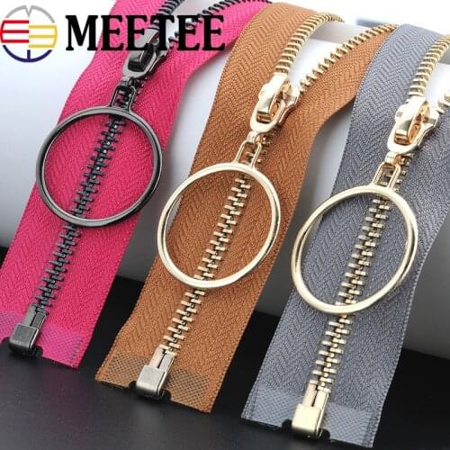 Gold Silver Black 5# 85cm O Ring Zipper New Open-End Metal Zippers Zip For Sewing Down Coat Garments Sewing Accessories