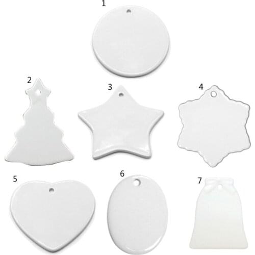 10 Pcs Sublimation Blank Pendant Heat Transfer Ceramic Hanging Ornaments Christmas Tree Decoration for Holiday DIY Craft