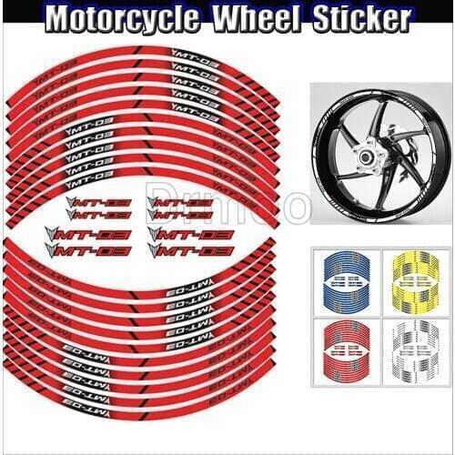 Motorcycle Wheel 16 PCS Stickers Motocross Reflective Waterporof Decals Rim Tape Strip For Yamaha MT03 MT-03 MT 03