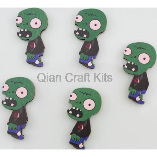 250pcs Zombies pendants cabochons charms wood wooden beads cabochons 35mm halloween decor