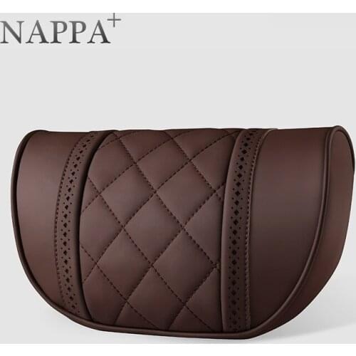 Car Neck Pillow leather Head Restraint DuPont Biocotton Auto Headrest Travel Pillow Neck Support Holder Seat Covers Car Styling