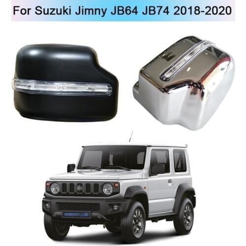 Car Rear View Mirror Cover With LED Turn Lights For Suzuki Jimny JB64 JB74 2018-2020 Replacement Rearview Side Mirror Caps