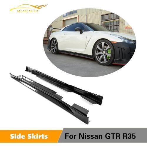 Carbon Fiber Side Skirt For Nissan R35 GTR Coupe GT-R ZE Door Step Cover Racing Body Kit