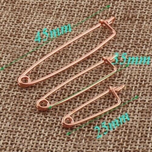 100 PCS Craft Rose Gold Safety Pins Brooch Stitch Markers Loops Charms Jewelry Tag jewelry making 25mm/35mm/45mm