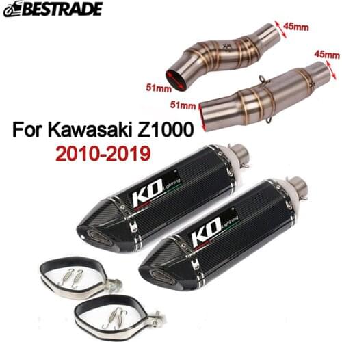 For Kawasaki Z1000 2010-2020 Z1000SX 2010-2019 Motorcycle System 2 Middle Link Pipe Connect 2 Exhaust Muffler Left Right Side