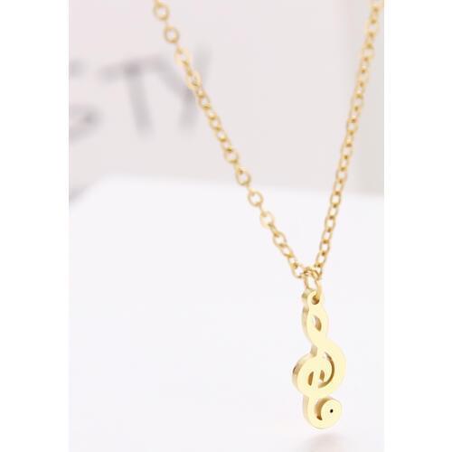 DOTIFI Stainless Steel Fashion Literary Musical Notes Treble Clef Pendant Necklaces Gold Color For Women Jewelry Necklace