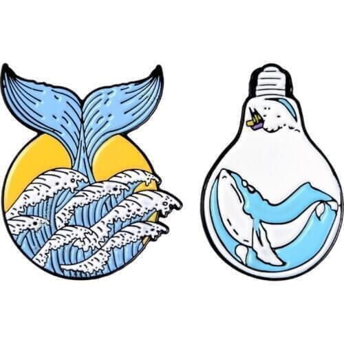 Gothic Whale Enamel Pin Brooches For Women Aesthetic Enamel Lapel Pins Badges For Clothes Anime Decorative Badges On Backpack