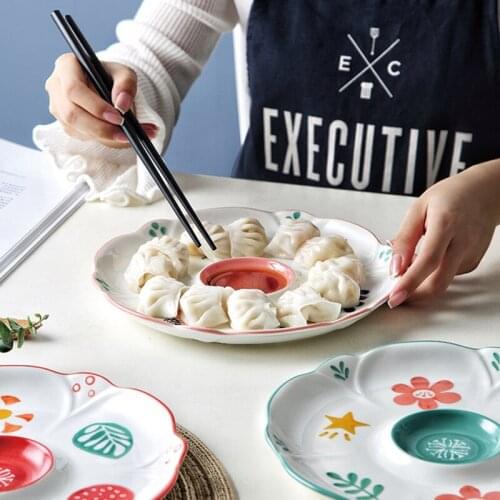 Ceramic 10-inch Dumpling Plate Japanese Sushi Plate Fast Food Tray Salad Fruit Tray Big Size Dinnerware Set French Fries Basket