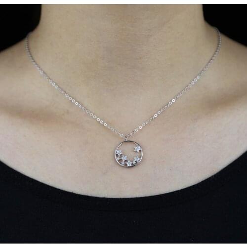 925 Sterling Silver Dainty Choker Circle Silver Chain Necklace For Women Jewelry Cz Star Charm Circle Chain Choker Necklace
