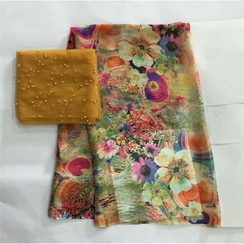 LX!2019 high quality African silk chiffon printed fabric for ladies to wear soft and comfortable printed silk fabric! F32431