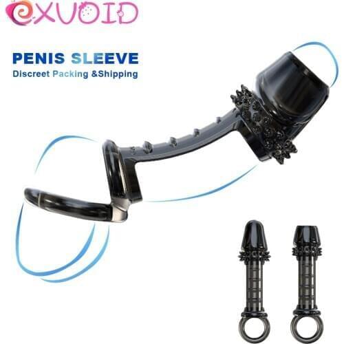 EXVOID G-spot Massager Dildo Enlargement Penis Sleeve Cocks Extender Reusable Silicone Condom Penig Ring Sex Toys For Men