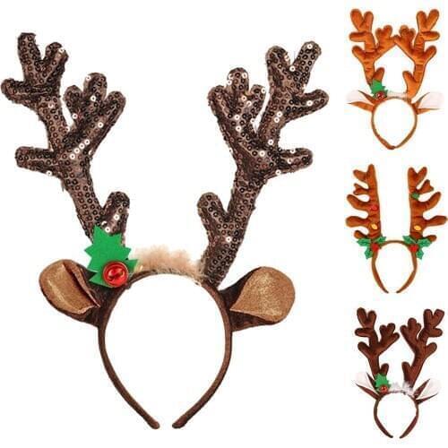 Cute Cartoon Antler Shape Headband with Jingle Bell Christmas Hair Decoration for Christmas Party Headbands