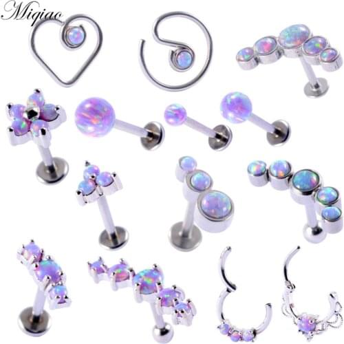 Miqiao 4pcs Explosive New Product Sweet Stainless Steel Nose Ring Ear Bone Stud Earrings Multifunctional Set Piercing Jewelry