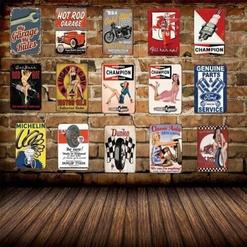 Motor Oil Retro Plaque Wall Decor for AUTO Shop Garage Home Vintage Metal Poster Plate Metal Signs Painting