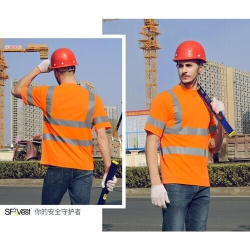 Can customize logo from 5pcs; high visibility reflective safety T-shirt; reflective polo shirt; safety short sleeve shirt fv29