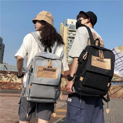 2021 New Korean Canvas Backpack Teenager Girls Boys Fashion Casual Rucksack Bag Large Capacity Cool Schoolbags Mochila Sac A Dos