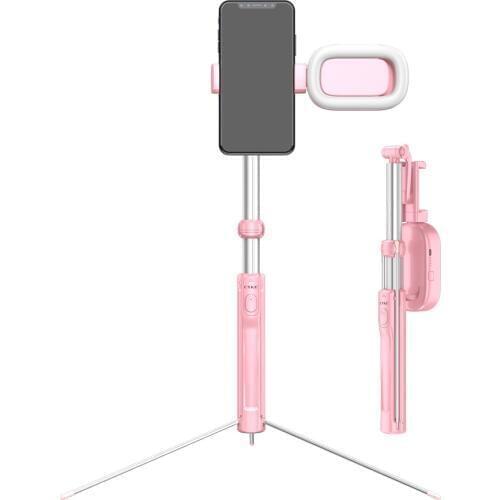 New Bluetooth Tripods With Fill light Selfie Stick Foldable Tripod Live Travel Portable Stand Multifunctional Tripod Pink/Black