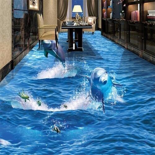 Beibehang waterproof wallpaper custom 3d wallpaper living room wallpaper mural dolphin vinyl floor tiles self adhesive wallpaper