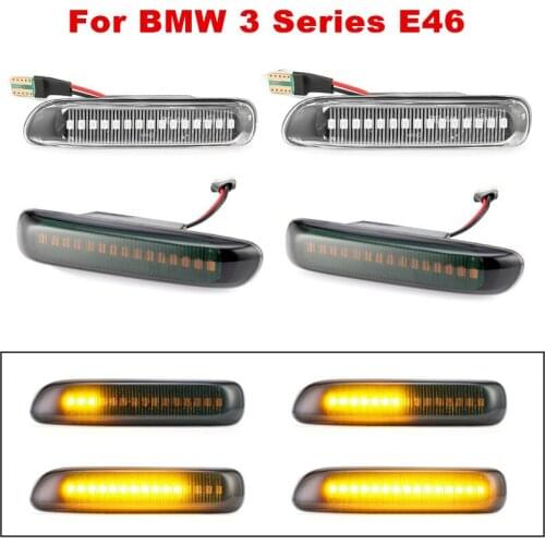 Pair Dynamic Led Side Marker Flowing Turn Signal Light Indicator Blinker Lamp For BMW E46 Coupe Compact Cabriolet Touring Saloon