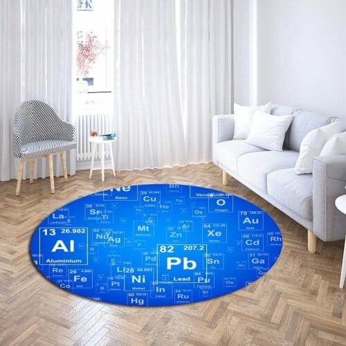 Periodic Table of Chemical Elements Round Carpet Soft Polyester Anti Slip Bath Rugs 3D Printing Entrance Doormats Floor Mats